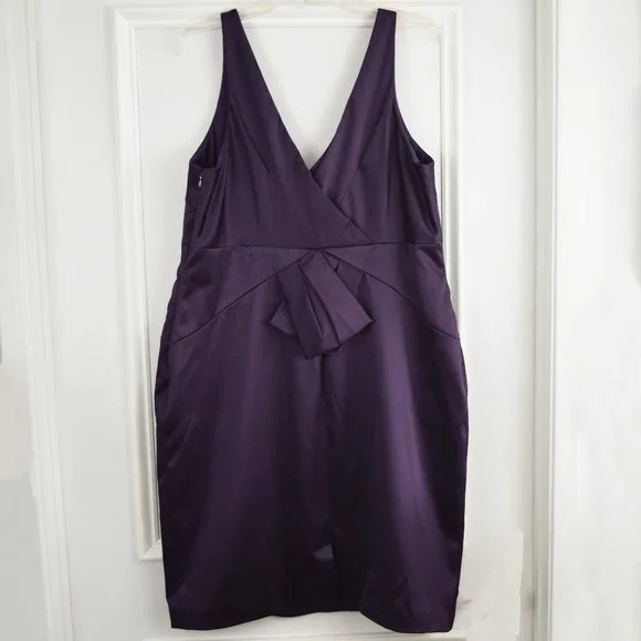 JS Collections Evening Cocktail Dress Women 16 Satin Eggplant Purple Event Prom - Picture 2 of 12